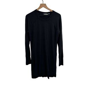 Athleta Criss Cross Sweatshirt Dress Medium Thumbholes Soft 362823 Black